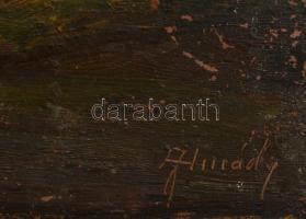 Almády jelzéssel: Tanya. Olaj, farost, 30×40 cm