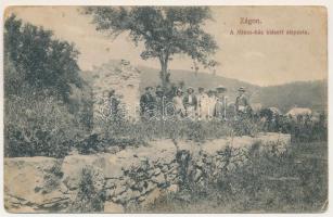 1915 Zágon, Zagon; A Mikes-ház kiásott alapzata. Szőts Albert felvételei nyomán Divald műintézet kiadása / excavated foundation of a villa (b)