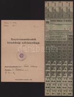 cca 1944-1945 Budapesti finomliszt és kenyérjegy ívben és kenyér-viszonteladók nyilvántartó lapja az Országos Közellátási Jegyközpont pecsétjével