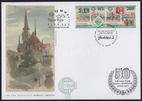 2022 Bélyegnap (95.) - 100 éve született Vertel József sor FDC-n alkalmi bélyegzéssel, a Magyar Posta Zrt. köszöntő levelével