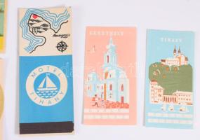 Hotel és egyéb címkék a retró korszakból, 7 db (Üdülő Szelet, Hotel Hullám Keszthely, stb.)