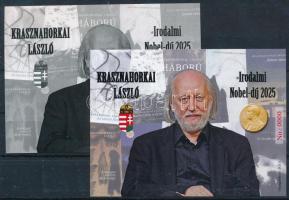 2025 Krasznahorkai László Irodalmi Nobel-díj emlékív pár, 0000 piros-zöld sorszámmal, feketenyomat