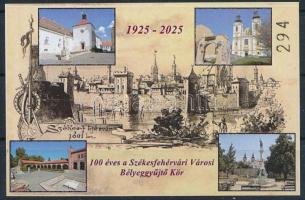 2025 100 éves a Székesfehérvári Városi Bélyeggyűjtő Kör emlékív Nr.: 294