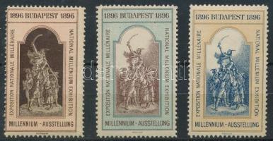 1896 Millenniumi Kiállítás Budapest levélzárók 3 db klf