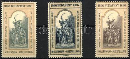 1896 Millenniumi Kiállítás Budapest levélzárók 3 db klf
