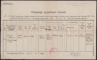 1939 Nagykanizsa, Winkler Ernő (Újpest, 1894 - Mauthausen, 1944) nagykanizsai főrabbi aláírása házassági anyakönyvi kivonaton, kissé sérült