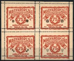 1943 Magyarország kormányzójának 75. születésnapjára levélzáró négyestömb