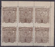 Szombathely városi okmánybélyeg hatostömb értékjelzés nélkül