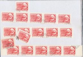 1964 Évfordulók - Események (II.) 60f Marx 3 db 5-ös csík ESFMÉNYEK tévnyomattal + 3 db önálló bélyeg szintén ezzel a tévnyomattal (26.250)