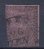Olasz államok Parma 1852 Mi 4 (Mi EUR 180,-) elvékonyodás, garamcia nélkül / thin paper, no guarantee