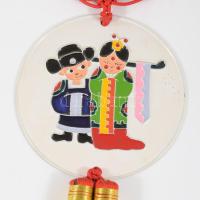 Mongol zománcozott falidísz, d: 11 cm