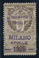 1928 Milano bélyegkiállítás felülnyomott levélzáró