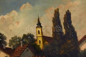 Olvashatatlan jelzéssel: Társaság. Olaj, karton. Dekoratív fakeretben. 63x94 cm. KIZÁRÓLAG SZEMÉLYES...