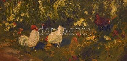 Olvashatatlan jelzéssel: Társaság. Olaj, karton. Dekoratív fakeretben. 63x94 cm. KIZÁRÓLAG SZEMÉLYES...