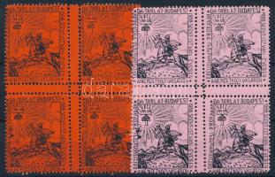 1938 II. Bélyeggyűjtési propaganda tárlat 2 db levélzáró négyestömb