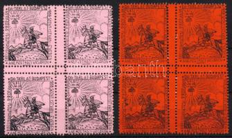 1938 II. Bélyeggyűjtési propaganda tárlat 2 db levélzáró négyestömb