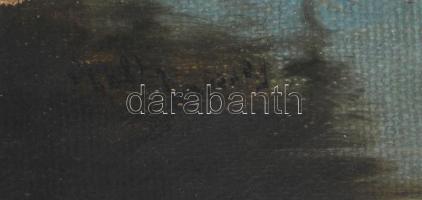 Ferency T jelzéssel: Hegyvidéki tó, 1899. Olaj, vászon. Kissé sérült. 60x80 cm