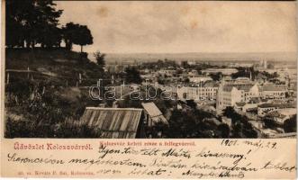 1901 Kolozsvár, Cluj; látkép, keleti rész a Fellegvárról. Kováts P. fiai kiadása / general view (vágott / cut)