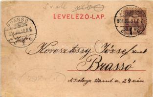 1901 Kolozsvár, Cluj; M. kir. államvasutak (MÁV) indóháza, vasútállomás este holdfényben. Dunky Fivé...