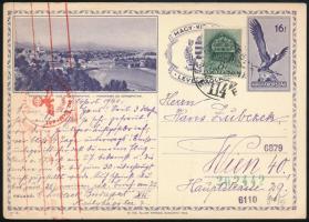 1941 Cenzúrázott díjkiegészített díjjegyes levelezőlap Bécsbe
