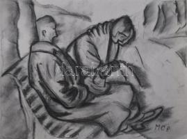 MCP jelzéssel: Alakok. Vegyes technika, papír. 29,5x42 cm.