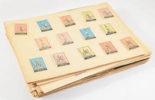 Gyufacímke-gyűjtemény: több száz darab magyar és külföldi gyufacímke, lapokon rendezve