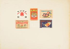 Gyufacímke-gyűjtemény: több száz darab magyar és külföldi gyufacímke, lapokon rendezve