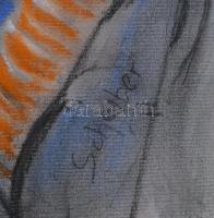 Scheiber H jelzéssel: Cigarettázó alakok. Vegyes technika, papír. 42x29,5 cm