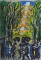 Scheiber H jelzéssel: Forgatag. Vegyes technika, papír. 42x29,5 cm.