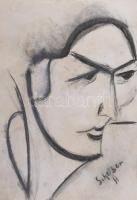 Scheiber H jelzéssel: Arckép. Vegyes technika, papír. 42x29,5 cm.