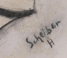 Scheiber H jelzéssel: Arckép. Vegyes technika, papír. 42x29,5 cm