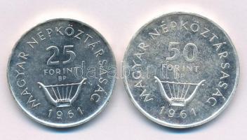 1961. 25Ft Ag + 50Ft Ag "Liszt pár" mindkettő kapszulában T:AU (eredetileg P) folt Adamo EM7, EM8
