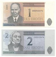 Észtország 1992. 1K + 2006. 2K T:UNC,AU Estonia 1992. 1 Kroon + 2006. 2 Krooni C:UNC,AU