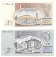 Észtország 1992. 1K + 2006. 2K T:UNC,AU
Estonia 1992. 1 Kroon + 2006. 2 Krooni C:UNC,AU