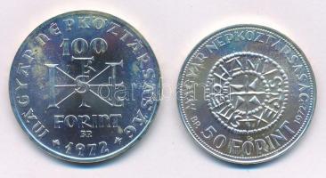 1973. 50Ft Ag + 100Ft Ag "Szent István" pár, mindkettő kapszulában T:BU patina Adamo EM38, EM39