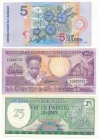 Suriname 2000. 5G + 1985. 25G + 1986. 100G T:AU Suriname 2000. 5 Gulden + 1985. 25 Gulden + 1986. 100 Gulden C:AU Krause P#146, P#127, P#133