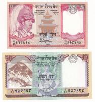 Nepál 2006. 5R + 2017. 10R T:UNC Nepal 2006. 5 Rupees + 2017. 10 Rupees. C:UNC Krause P#53c, P#77a