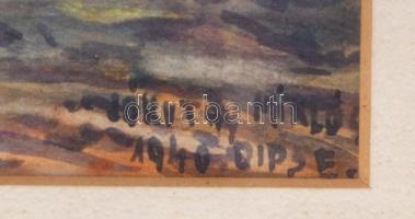 Olvashatatlan jelzéssel: Dipse (Erdély), 1940. Akvarell, papír. Üvegezett fakeretben. Paszpartun ázá...