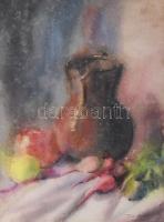 Olvashatatlan jelzéssel: Csendélet, 1941. Akvarell, papír. Üvegezett fakeretben. 37x27 cm.