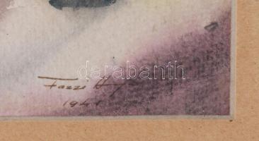 Olvashatatlan jelzéssel: Csendélet, 1941. Akvarell, papír. Üvegezett fakeretben. 37x27 cm