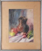 Olvashatatlan jelzéssel: Csendélet, 1941. Akvarell, papír. Üvegezett fakeretben. 37x27 cm