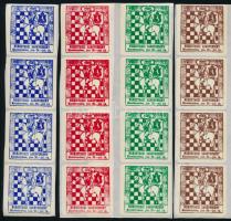 1927 Nemzetközi sakkverseny, Kecskemét 4 db öntapadós levélzáró sor négyestömbökben