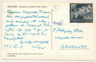 1943 Borszék, Borsec; Borszéki erdőben lelőtt medve. Heiter György udvari fényképész felvétele és ki...