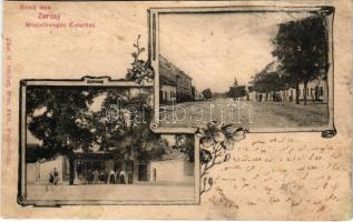 1904 Zurány, Zarándfalva, Zurndorf; utcakép, üzletk. D. Schubert / street view, shop. Art Nouveau, f...