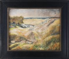 Olvashatatlan jelzéssel: Örvénylő táj. Akvarell, papír. Dekoratív, üvegezett fakeretben, 36×44 cm