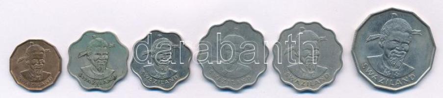 Szváziföld 1974-1979. 1c-50c "II. Sobhuza" (5xklf) + 1986. 20c Cu-Ni "III. Mswati&quo...