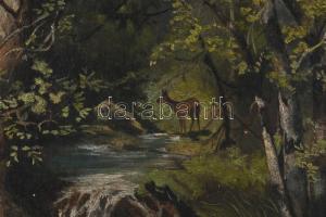 Margit jelzéssel, XIX. sz. vége/XX. sz eleje: Vad az erdőben. Olaj, vászon. Apró felületi sérülésekk...