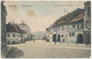 1908 Segesvár, Schässburg, Sighisoara; Kórház utca. Nagy kiadása / Spitalgasse / Hospital Street (Rb)