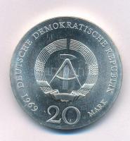 Német Demokratikus Köztársaság 1969. 20M Ag "Goethe" kapszulában T:AU German Democratic Republic 1969. 20 Mark Ag "Goethe" in capsule C:AU Krause KM#25