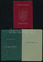 ca 1970-2000 3 db klf román útlevél / 3 kinds of Romanian passports